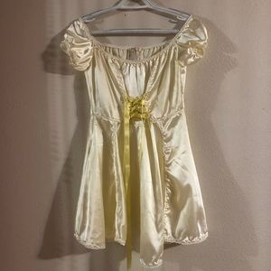 pastel yellow satin mini dress